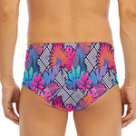 Psychedelic Tropical Aloha Pattern Print Men's Triangle Swim Briefs