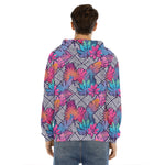 Psychedelic Tropical Aloha Pattern Print Men's Velvet Pullover Hoodie