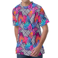 Psychedelic Tropical Aloha Pattern Print Men's Velvet T-Shirt
