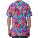 Psychedelic Tropical Aloha Pattern Print Men's Velvet T-Shirt