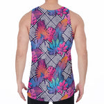 Psychedelic Tropical Aloha Pattern Print Men's Velvet Tank Top