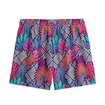 Psychedelic Tropical Aloha Pattern Print Mesh Shorts