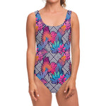Psychedelic Tropical Aloha Pattern Print One Piece Swimsuit