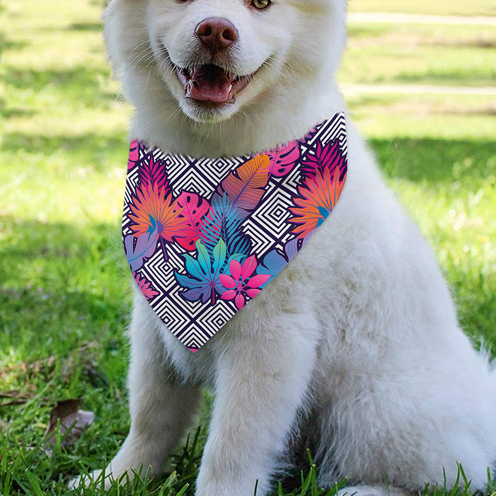 Psychedelic Tropical Aloha Pattern Print Over The Collar Dog Bandana