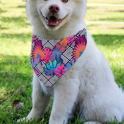 Psychedelic Tropical Aloha Pattern Print Over The Collar Dog Bandana