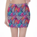 Psychedelic Tropical Aloha Pattern Print Pencil Mini Skirt
