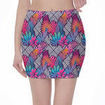 Psychedelic Tropical Aloha Pattern Print Pencil Mini Skirt