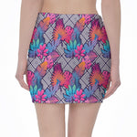 Psychedelic Tropical Aloha Pattern Print Pencil Mini Skirt