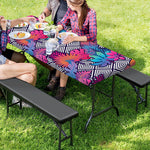 Psychedelic Tropical Aloha Pattern Print Picnic Table Cover
