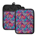 Psychedelic Tropical Aloha Pattern Print Pot Holders With Pocket