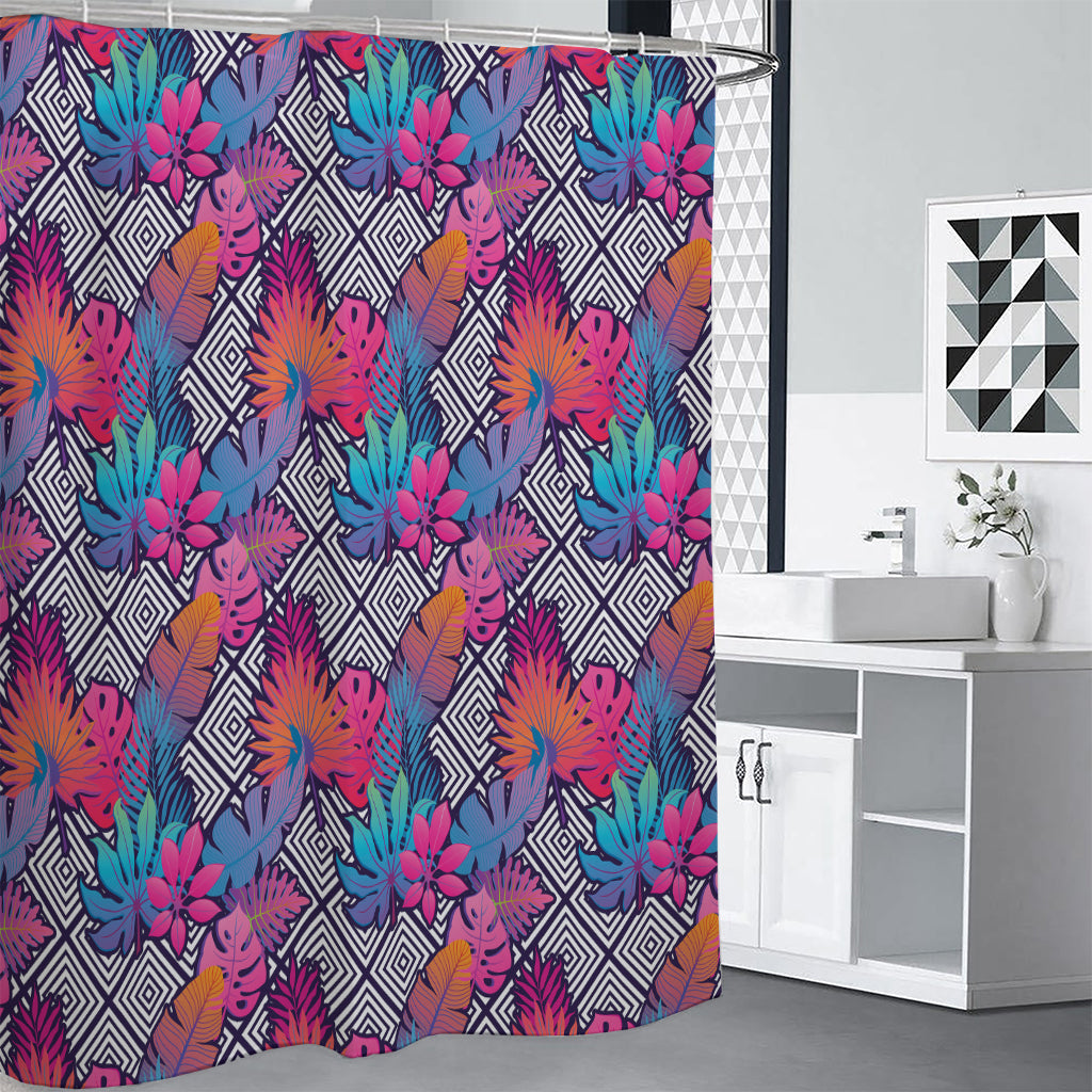 Psychedelic Tropical Aloha Pattern Print Premium Shower Curtain