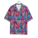 Psychedelic Tropical Aloha Pattern Print Rayon Hawaiian Shirt