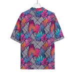 Psychedelic Tropical Aloha Pattern Print Rayon Hawaiian Shirt