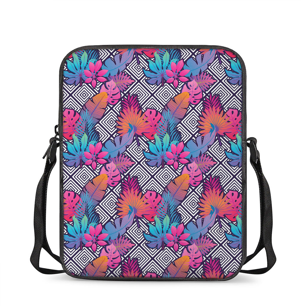 Psychedelic Tropical Aloha Pattern Print Rectangular Crossbody Bag