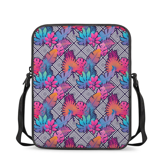 Psychedelic Tropical Aloha Pattern Print Rectangular Crossbody Bag