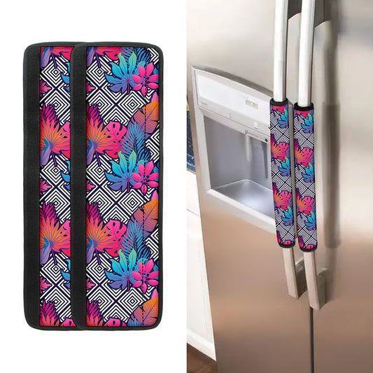 Psychedelic Tropical Aloha Pattern Print Refrigerator Handle Covers