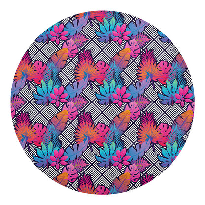 Psychedelic Tropical Aloha Pattern Print Round Blanket