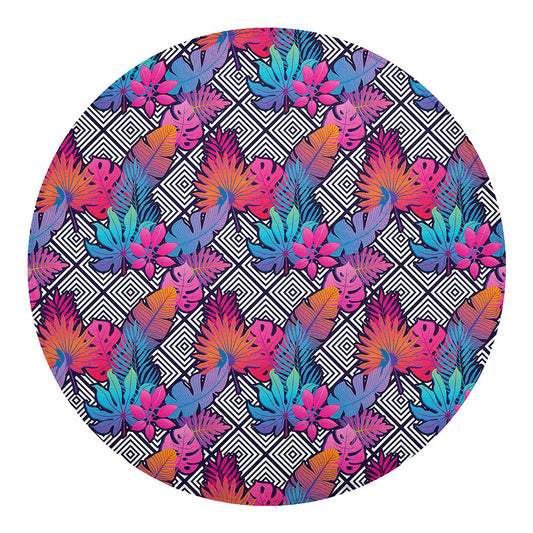 Psychedelic Tropical Aloha Pattern Print Round Blanket