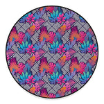 Psychedelic Tropical Aloha Pattern Print Round Floor Mat