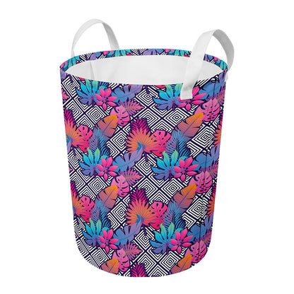 Psychedelic Tropical Aloha Pattern Print Round Laundry Basket