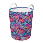 Psychedelic Tropical Aloha Pattern Print Round Laundry Basket