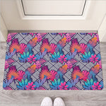 Psychedelic Tropical Aloha Pattern Print Rubber Doormat