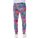 Psychedelic Tropical Aloha Pattern Print Scuba Joggers