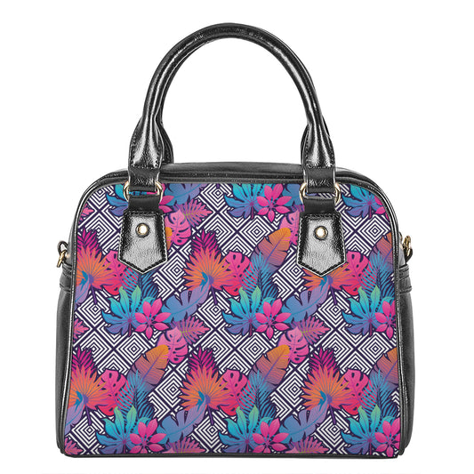 Psychedelic Tropical Aloha Pattern Print Shoulder Handbag