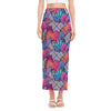 Psychedelic Tropical Aloha Pattern Print Side Slit Maxi Skirt