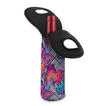 Psychedelic Tropical Aloha Pattern Print Single Neoprene Wine Tote