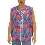 Psychedelic Tropical Aloha Pattern Print Sleeveless Baseball Jersey
