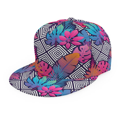 Psychedelic Tropical Aloha Pattern Print Snapback Cap