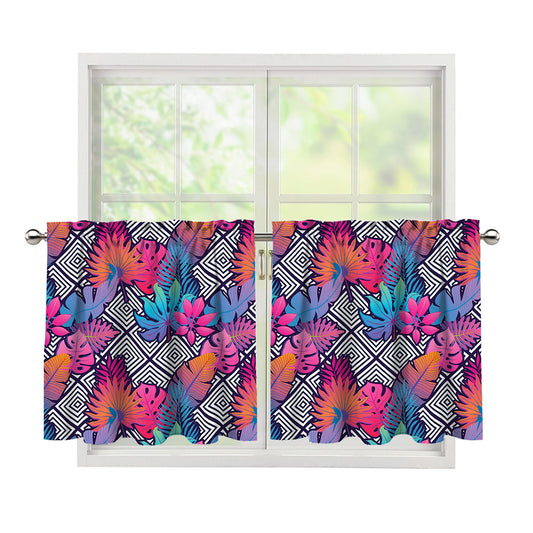 Psychedelic Tropical Aloha Pattern Print Tier Curtains
