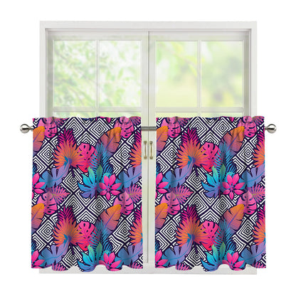 Psychedelic Tropical Aloha Pattern Print Tier Curtains