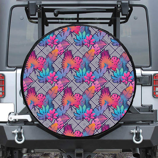 Psychedelic Tropical Aloha Pattern Print Tire Cover