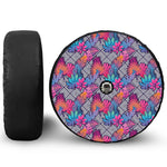 Psychedelic Tropical Aloha Pattern Print Tire Cover With Camera Hole