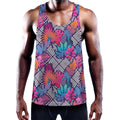 Psychedelic Tropical Aloha Pattern Print Men's Workout Tank Top