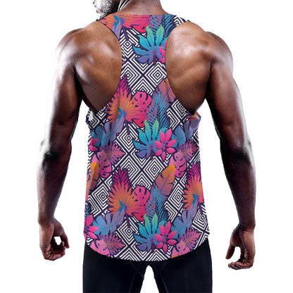 Psychedelic Tropical Aloha Pattern Print Training Tank Top