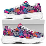 Psychedelic Tropical Aloha Pattern Print White Chunky Shoes
