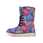 Psychedelic Tropical Aloha Pattern Print Winter Boots