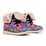 Psychedelic Tropical Aloha Pattern Print Winter Boots