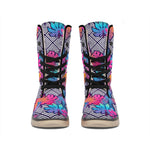 Psychedelic Tropical Aloha Pattern Print Winter Boots