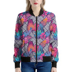 Psychedelic Tropical Aloha Pattern Print Women's Bomber Jacket