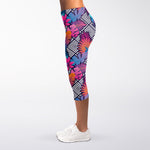 Psychedelic Tropical Aloha Pattern Print Women's Capri Leggings