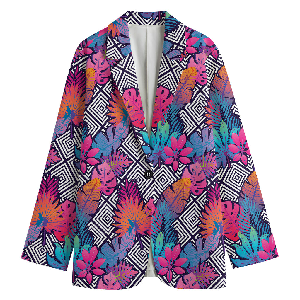 Psychedelic Tropical Aloha Pattern Print Women's Cotton Blazer