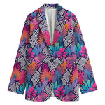 Psychedelic Tropical Aloha Pattern Print Women's Cotton Blazer