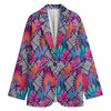 Psychedelic Tropical Aloha Pattern Print Women's Cotton Blazer