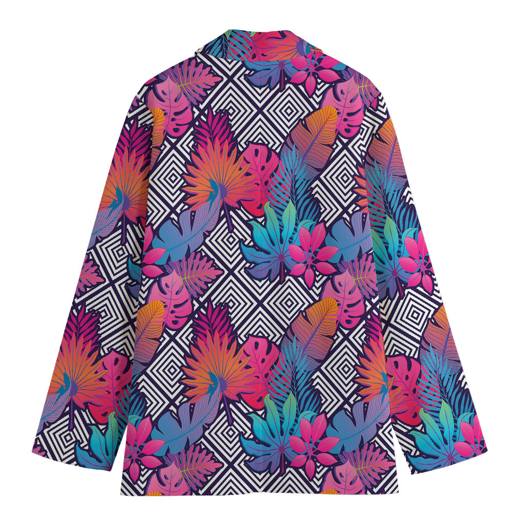 Psychedelic Tropical Aloha Pattern Print Women's Cotton Blazer