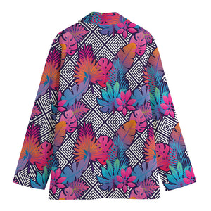 Psychedelic Tropical Aloha Pattern Print Women's Cotton Blazer