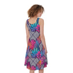 Psychedelic Tropical Aloha Pattern Print Women's Sleeveless Dress